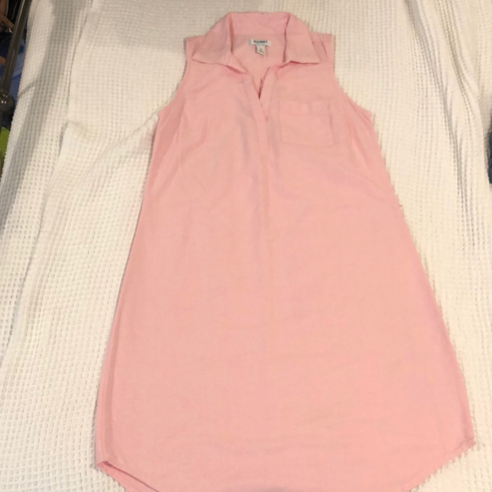 Old Navy Pink Denim Collared Dress